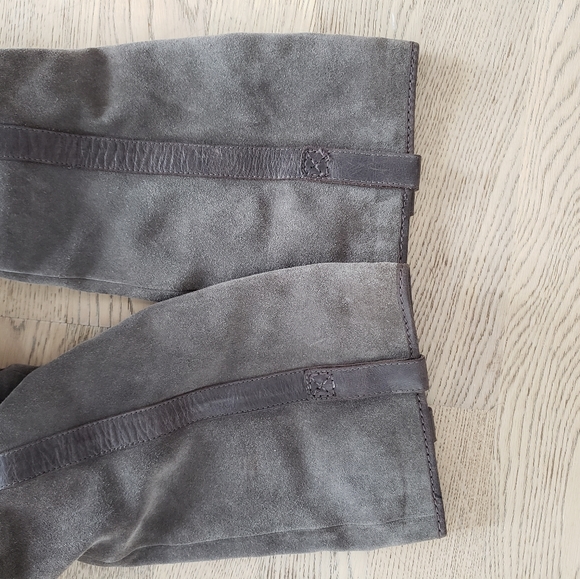 Chunky heel leather and suede slouchy boots - sz 5.5 - Picture 6 of 9